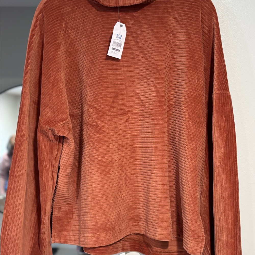 Rust Orange Ribbed Long Sleeve Top